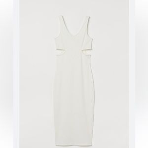 H&M Cream Dress with V Neck and Cut Outs on Both Sides